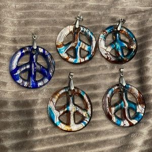 Glass pendant peace sign drops you pick 1